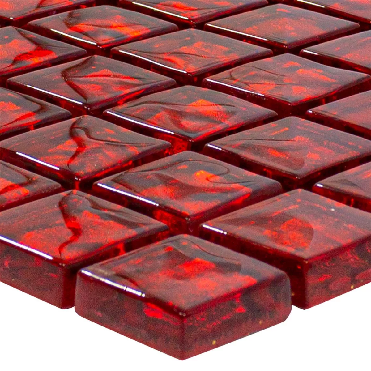 Sample Glass Mosaic Tiles Santa Cruz Structured Red