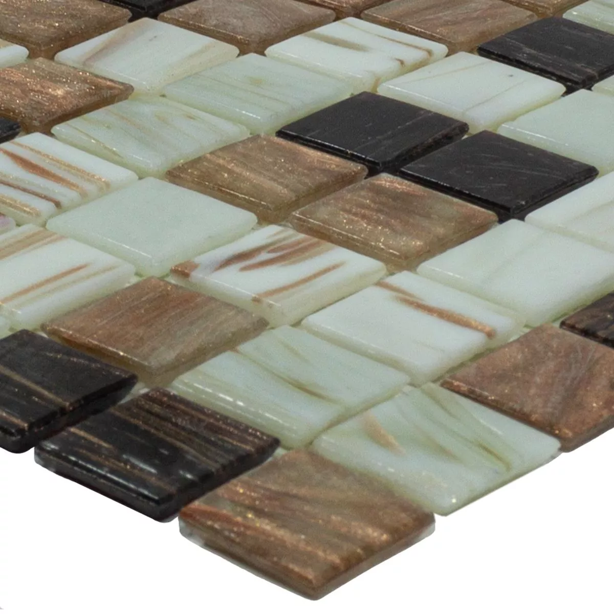 Glass Mosaic Lima Gold Effect Brown White Mix Glass Mosaic Lima Gold Effect Brown White Mix