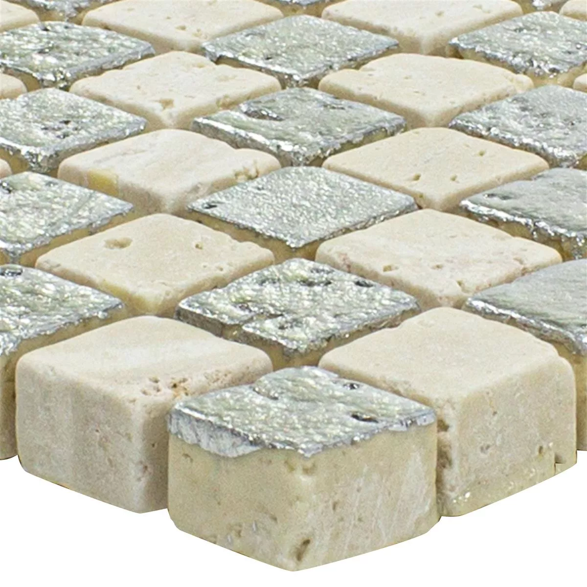 Sample Marble Natural Stone Mosaic Tiles Antika Mix Silver Creme