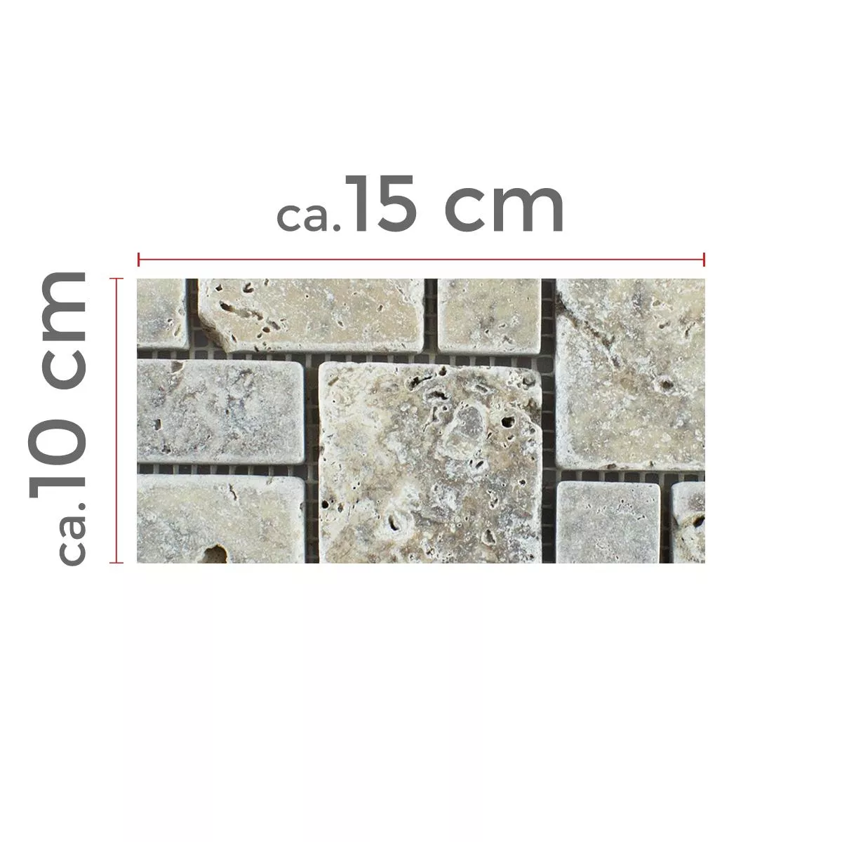 Sample Natural Stone Travertine Mosaic Tiles LaGrange Silver
