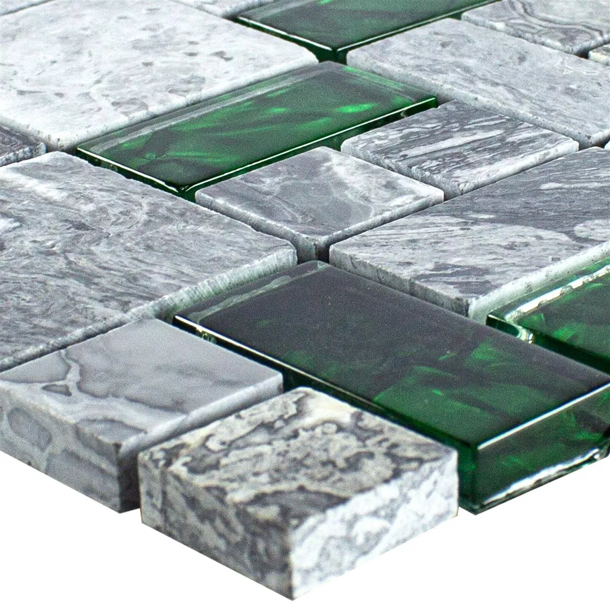 Sample Glass Natural Stone Mosaic Tiles Sinop Grey Green 2 Mix