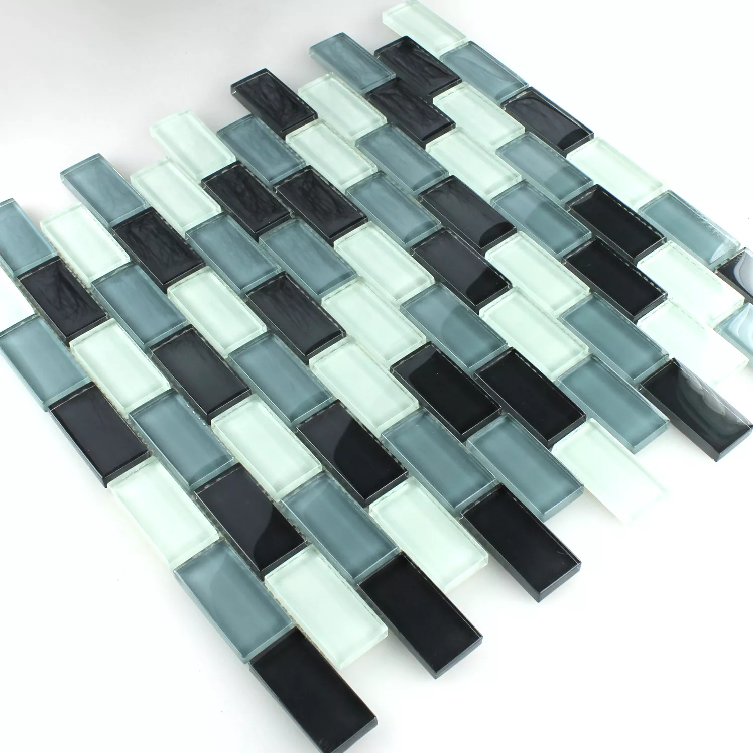 Mosaic Tiles Glass Brick Grey Mix