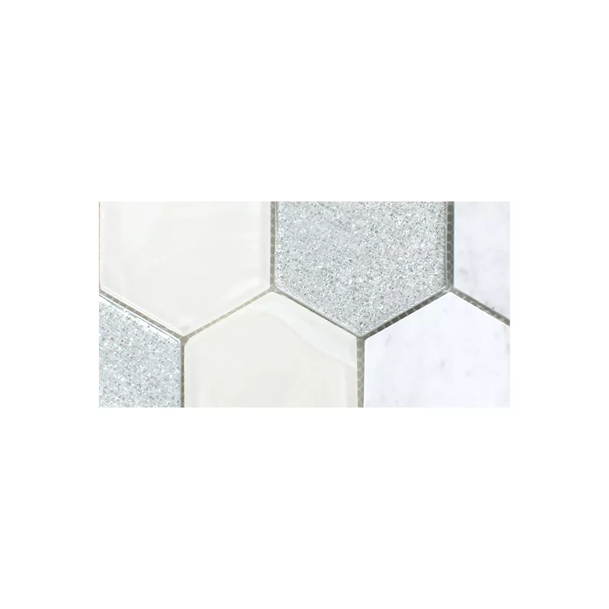 Sample Mosaic Tiles Hexagon Lipari Silver Grey