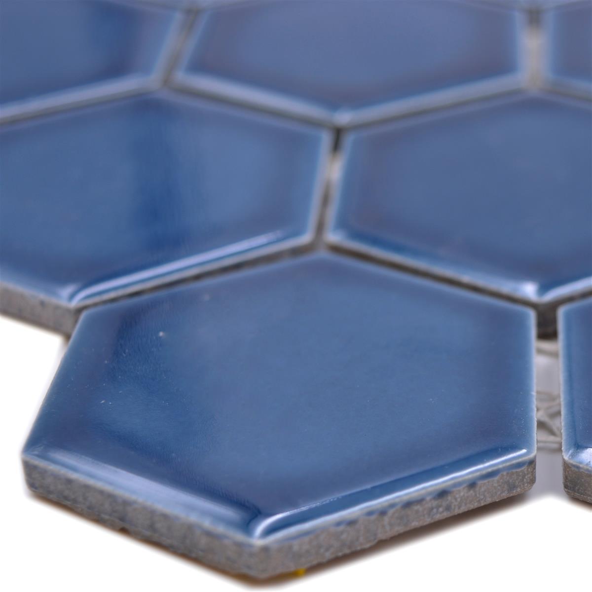 Sample from Ceramic Mosaic Salomon Hexagon Blue Green H51