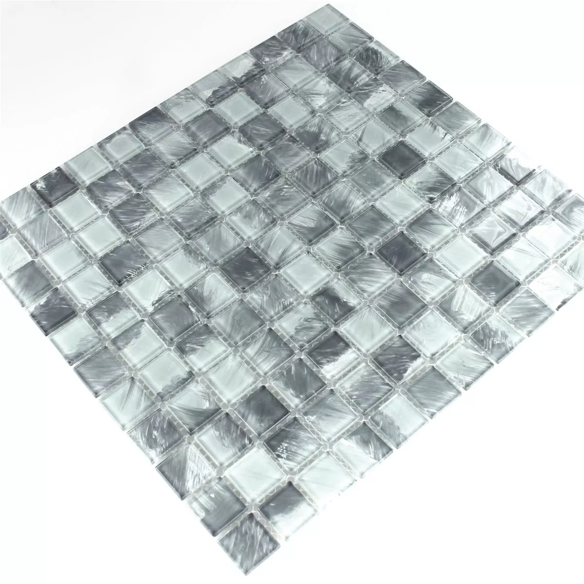 Sample Mosaic Tiles Glass Grey Marbled