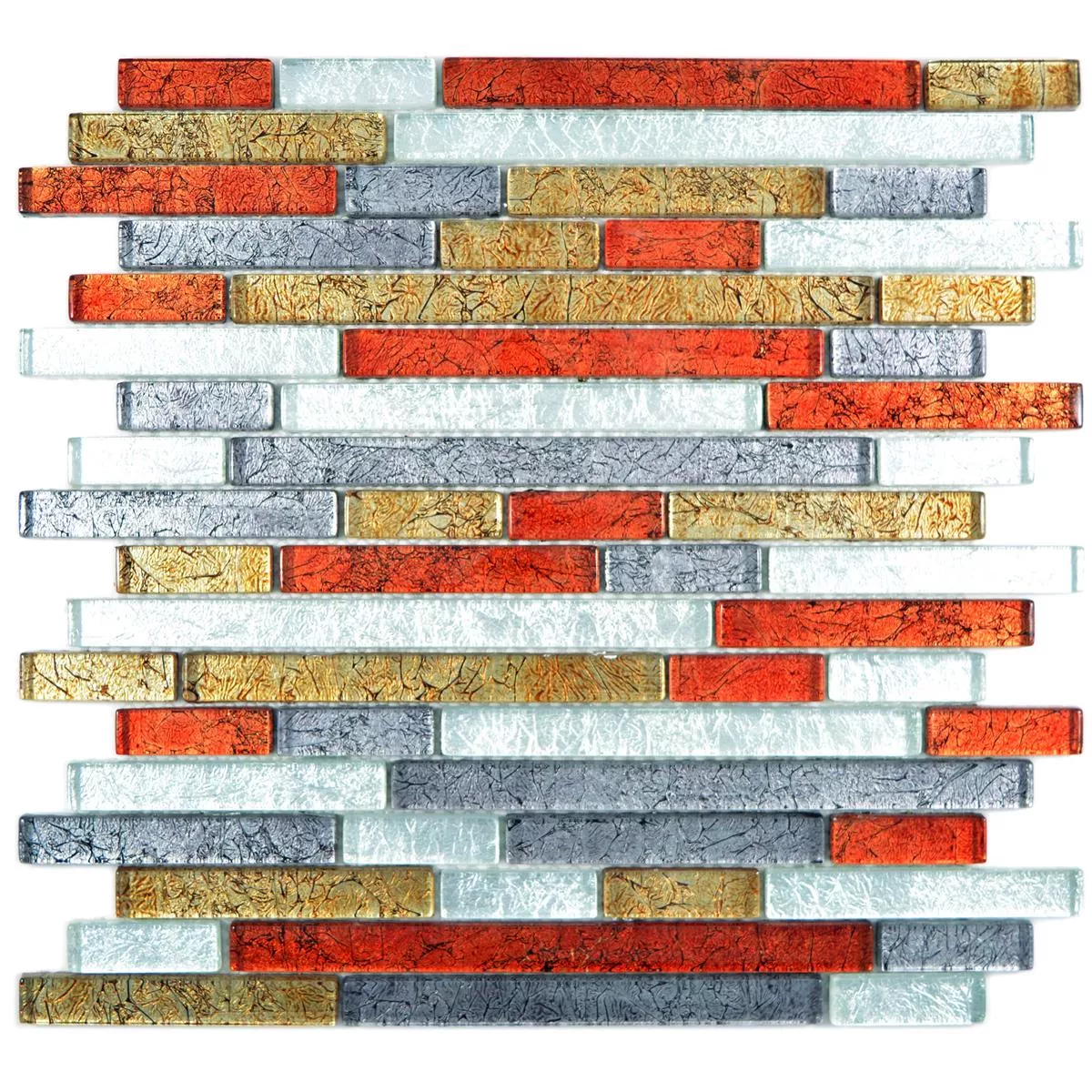Glass Mosaic Tiles Curlew Red Brown Silver Pattern