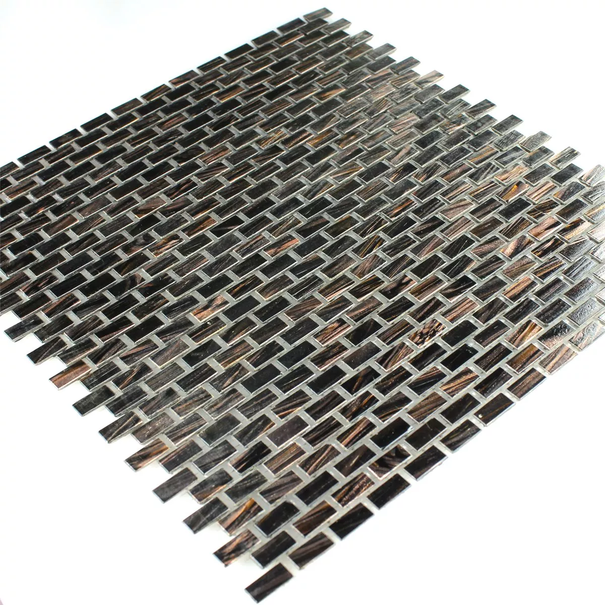 Mosaic Tiles Glass Goldstar Brown Mini Brick