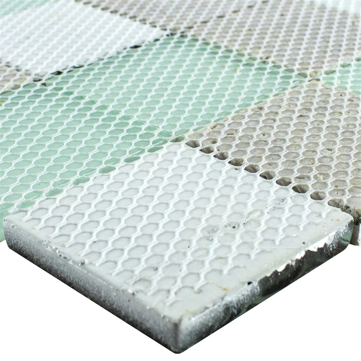 Glass Mosaic Tiles Wood Optic Howland Beige Green Q48
