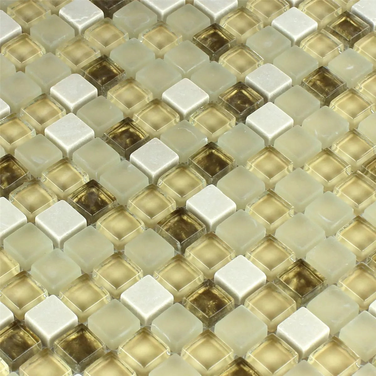 Mosaic Tiles Glass Natural Stone White Gold Mix