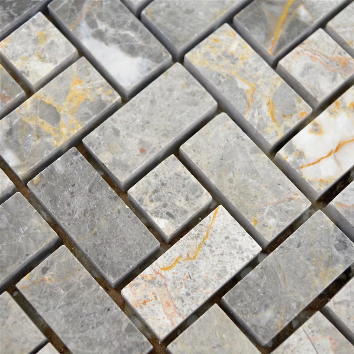 Natural Stone Marble Mosaic Tiles Umay Light Grey Orange