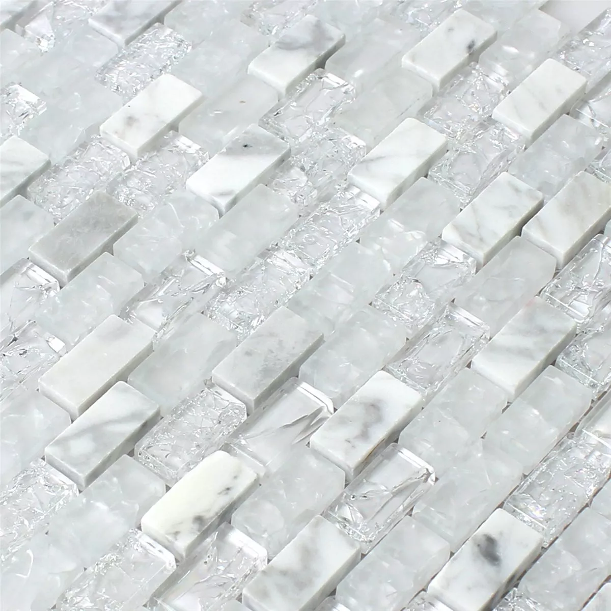 Sample Mosaic Tiles Glass Natural Stone Broken White Effect Brick