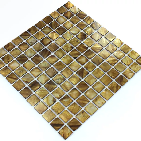 Mosaic Tiles Glass Nacre Effect 25x25x2mm Brown