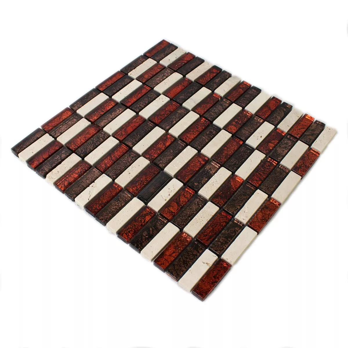 Mosaic Tiles Natural Stone Glass Red Brown Beige Stick