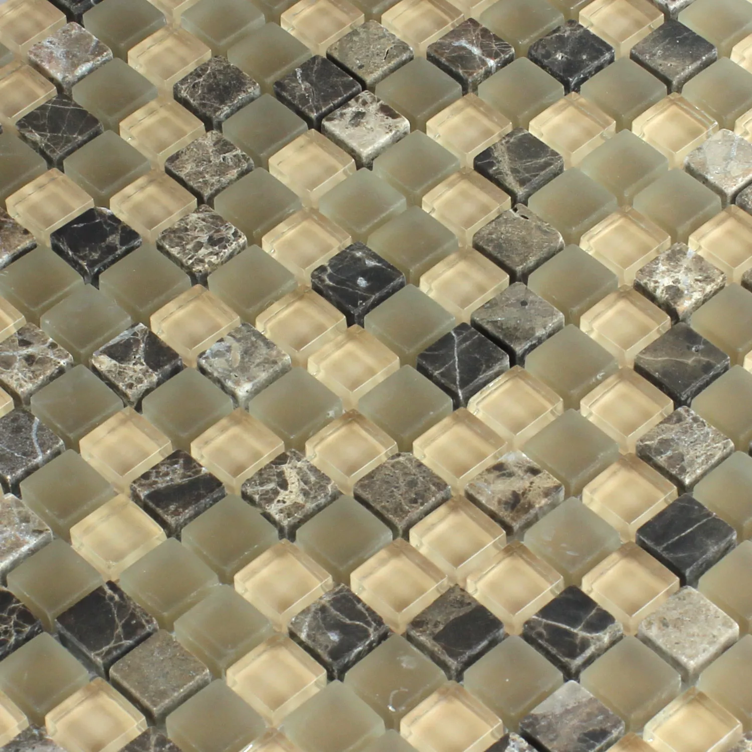Mosaic Tiles Glass Marble 15x15x8mm Brown Beige Mix