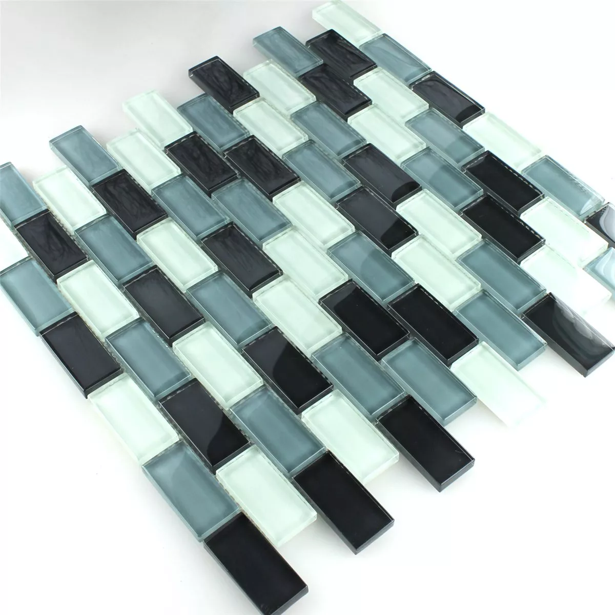 Sample Mosaic Tiles Glass Brick Grey Mix