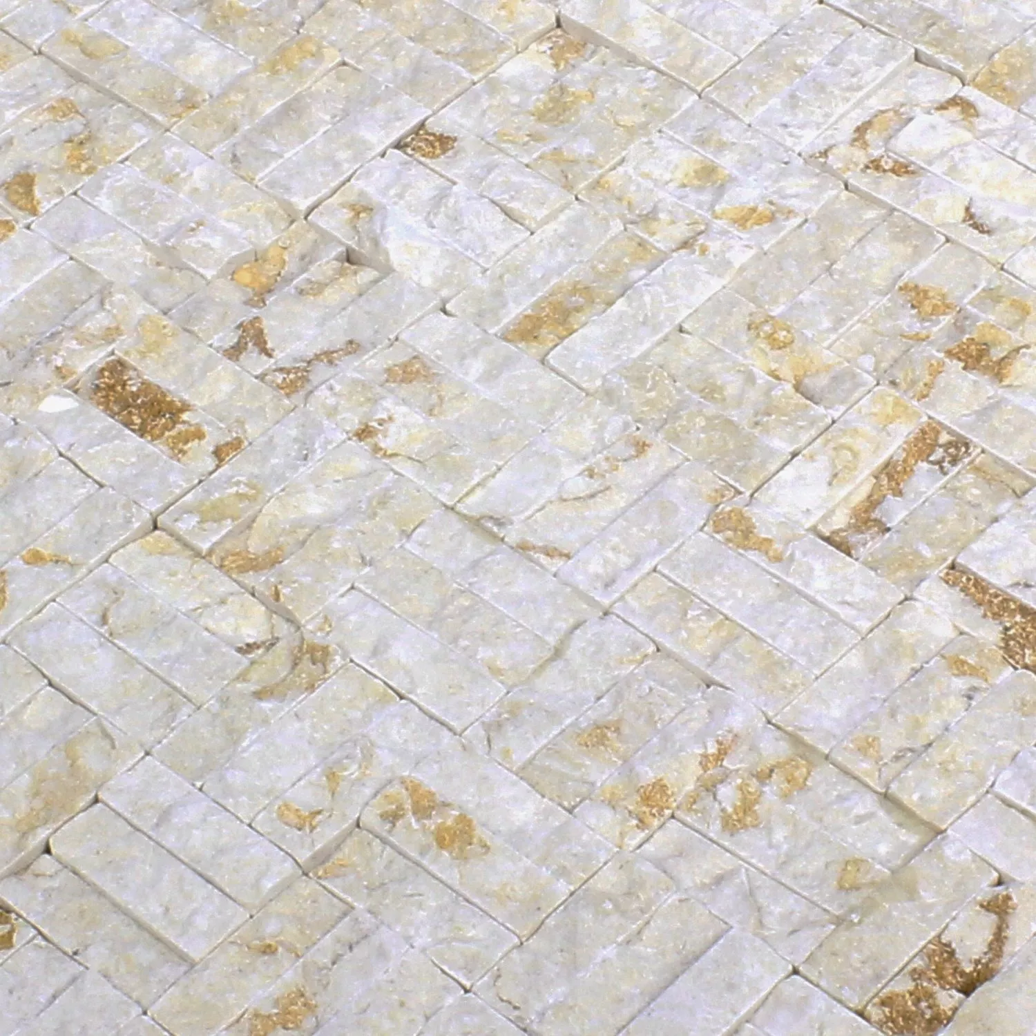 Sample Mosaic Tiles Natural Stone Parkett Splitface 3D Beige