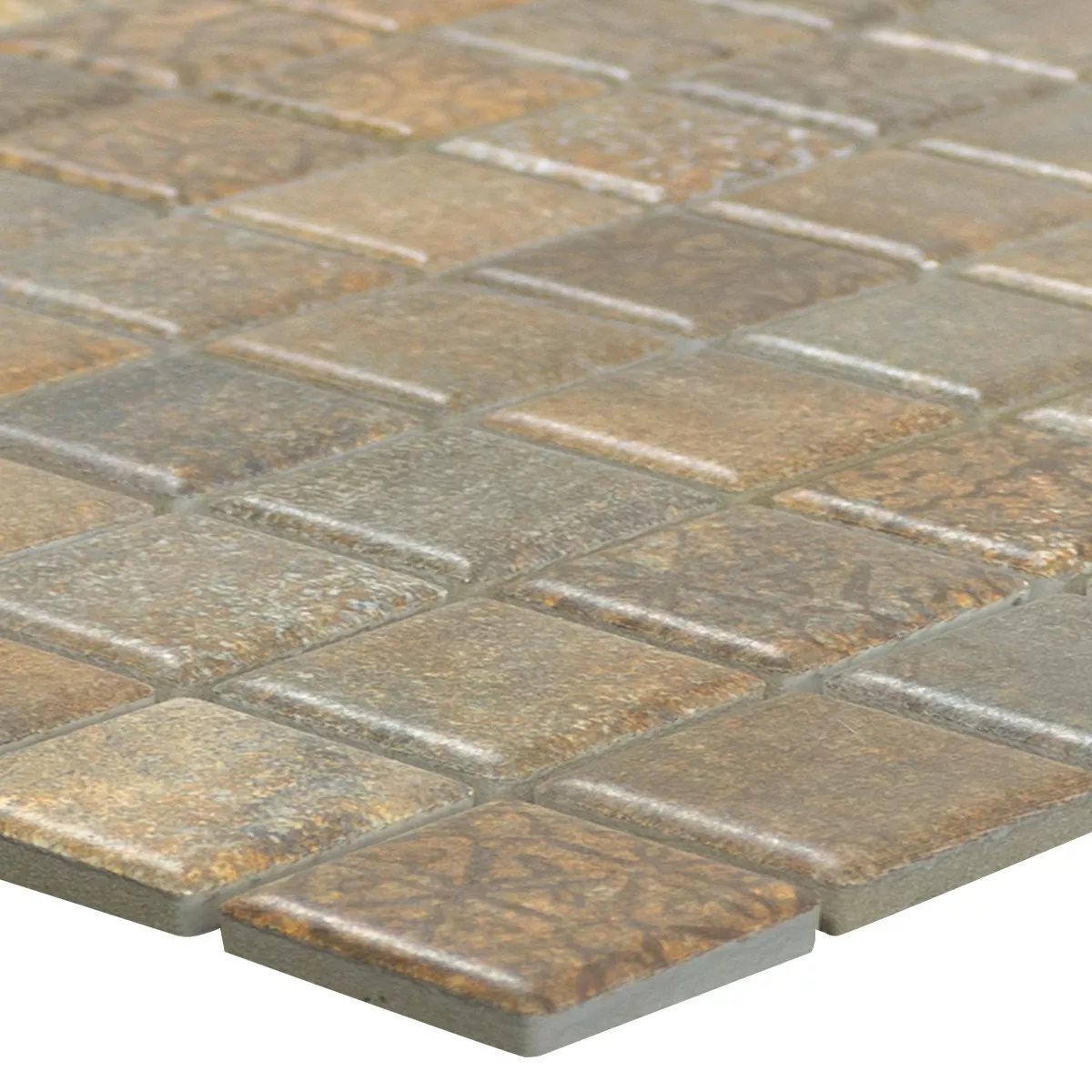 Sample Ceramic Mosaic Tiles Lusco Metal Optic Rust Brown