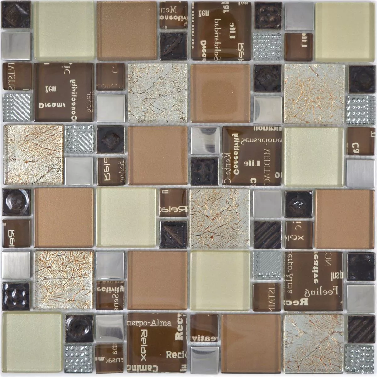 Sample Glass Mosaic Tiles Nemesis Brown Silver