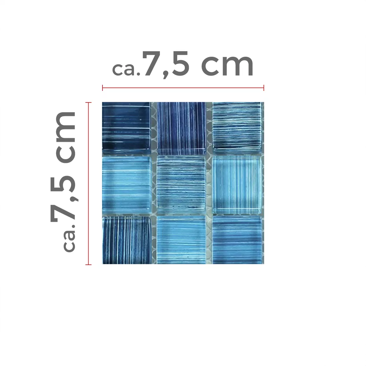 Sample Glass Mosaic Tiles Lafayette Blue Striped 8mm