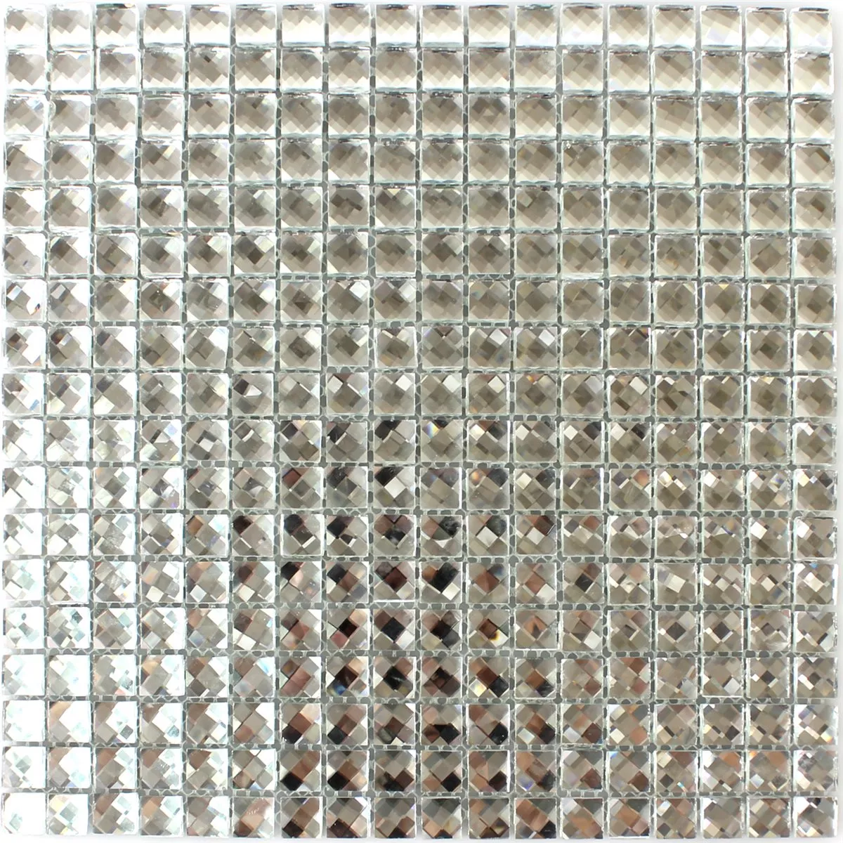 Sample Mosaic Tiles Glass Silver Brilliant White