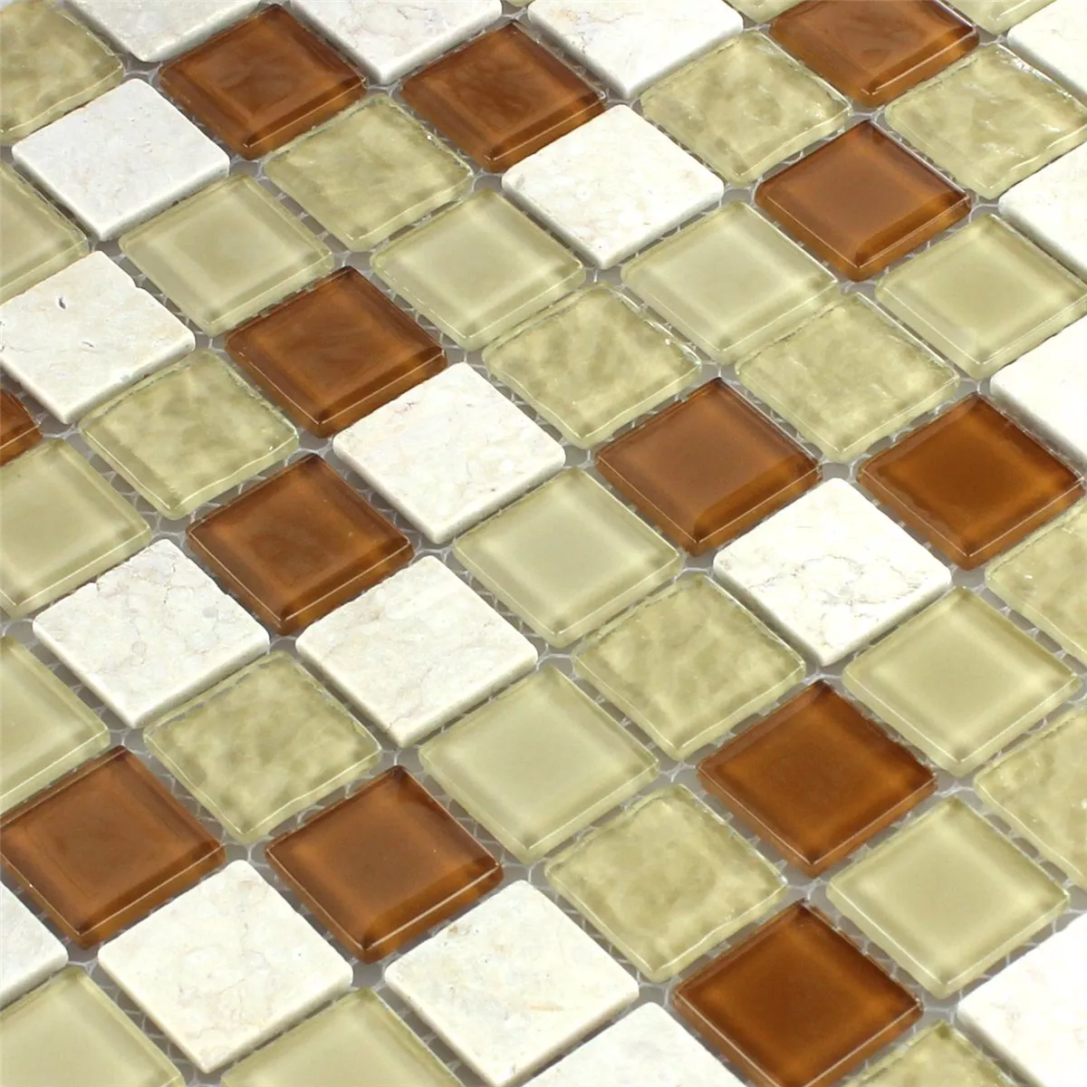 Mosaic Tiles Glass Marble Beige 25x25x4mm