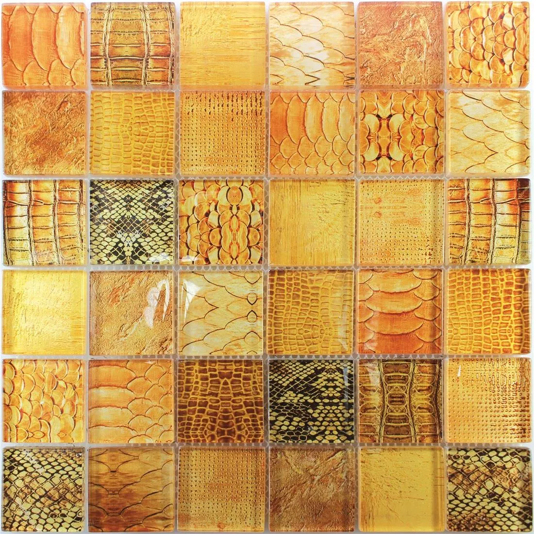 Glass Mosaic Tiles Python Orange