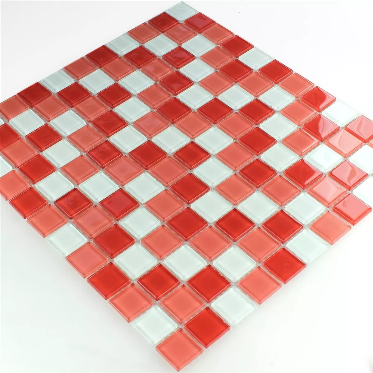 Sample Mosaic Tiles Glass Kozarica White Red Mix