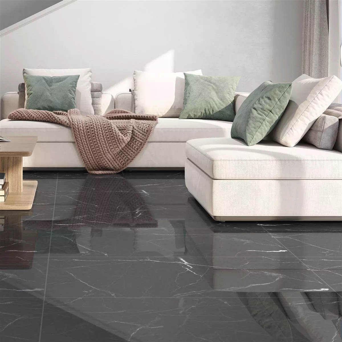 Floor Tiles Santana Marble Optic Polished Anthracite 60x120cm