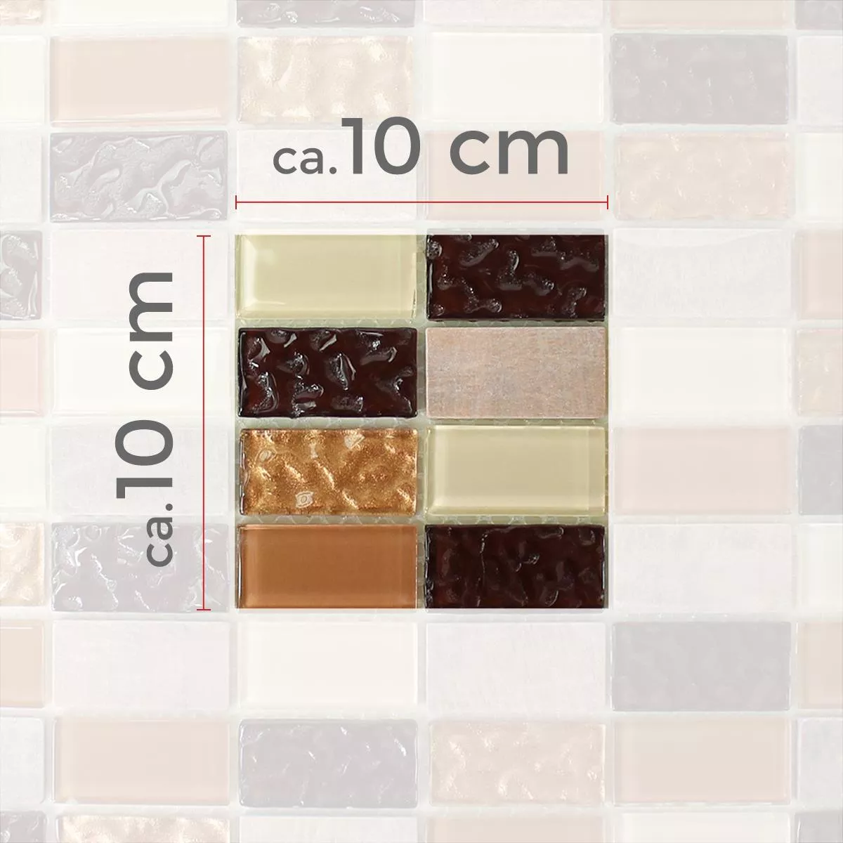 Sample Mosaic Tiles Natural Stone Glass Self Adhesive Beige Brown Brick