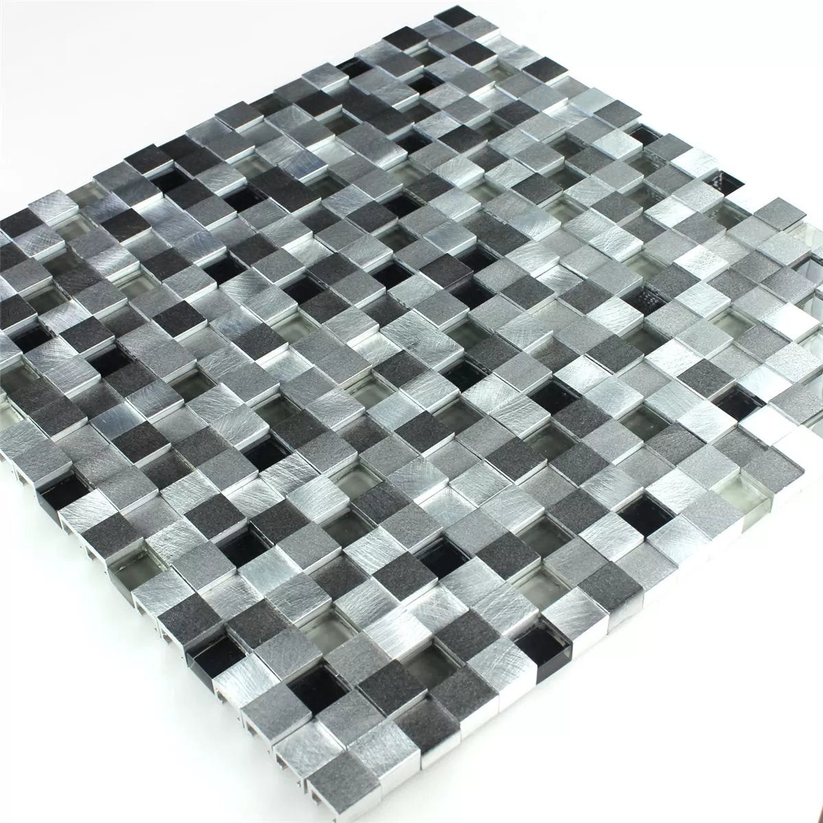 Design Tiles Aluminium Alu Glass 3D Mosaic Black Mix