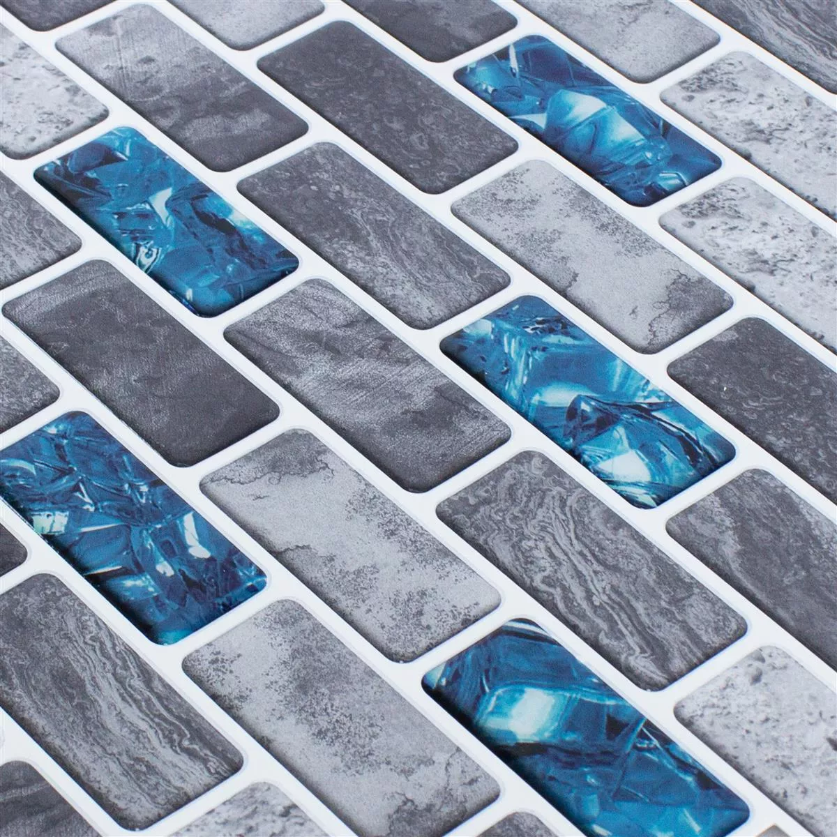 Sample Vinyl Mosaic Tiles Belleza Blue Grey Self Adhesive