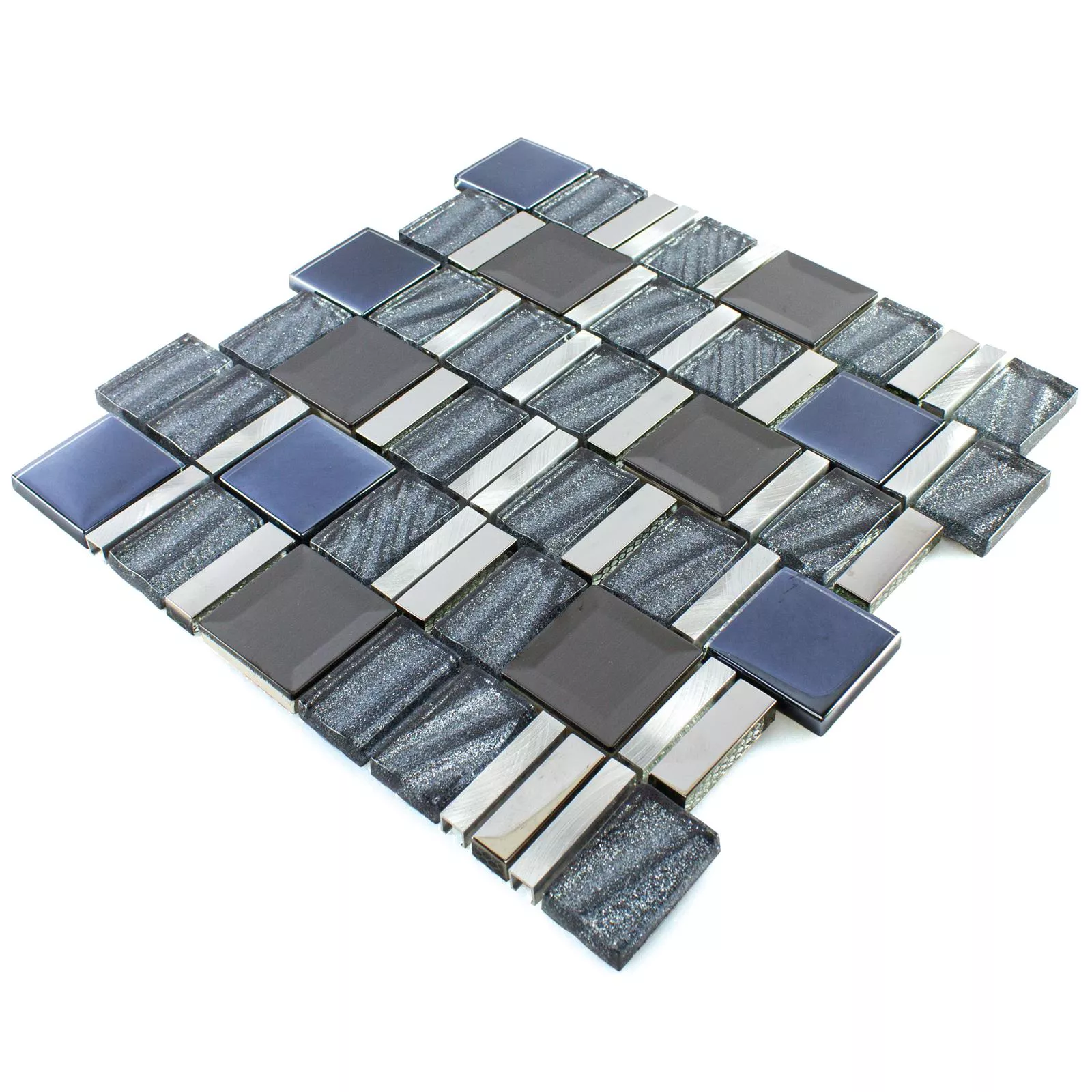Glass Aluminium Mosaic LaCrosse Black Grey Silver