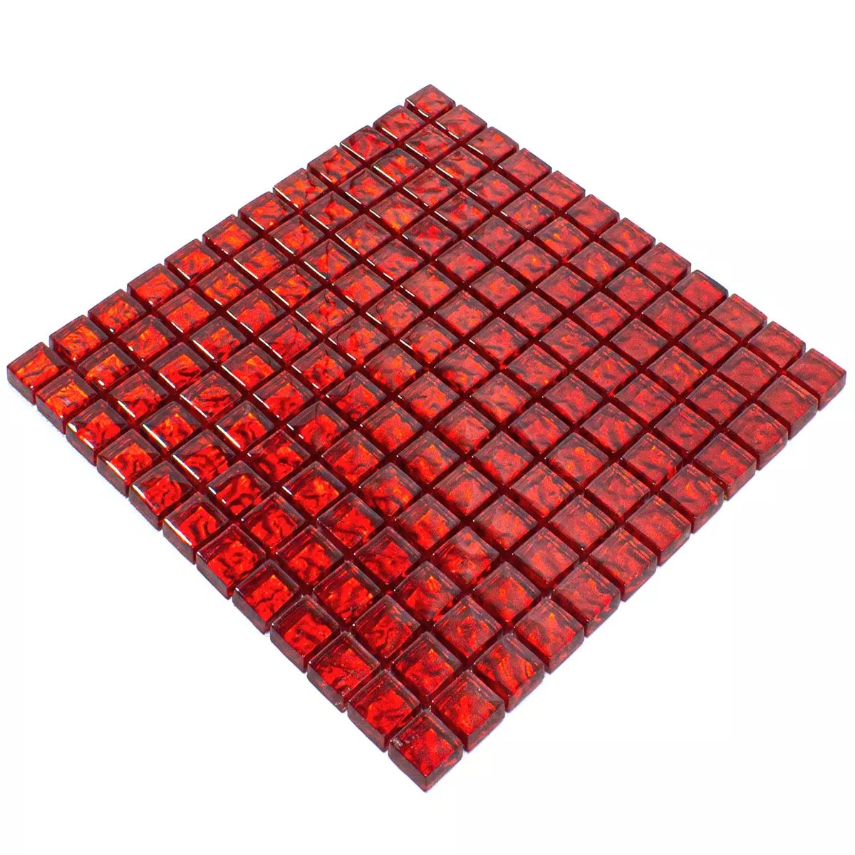 Sample Glass Mosaic Tiles Santa Cruz Structured Red