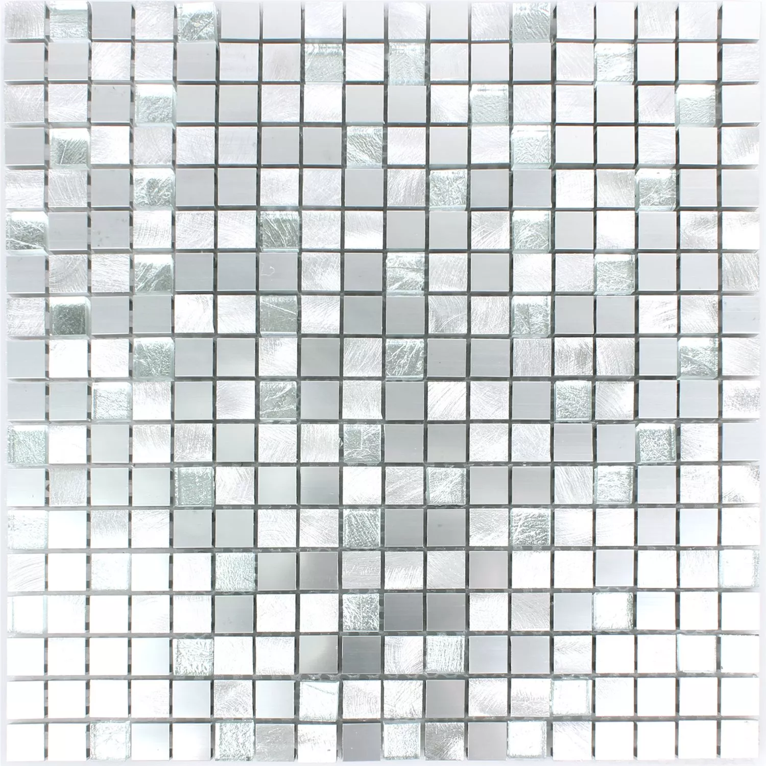 Mosaic Tiles Lissabon Aluminium Glass Mix Silver