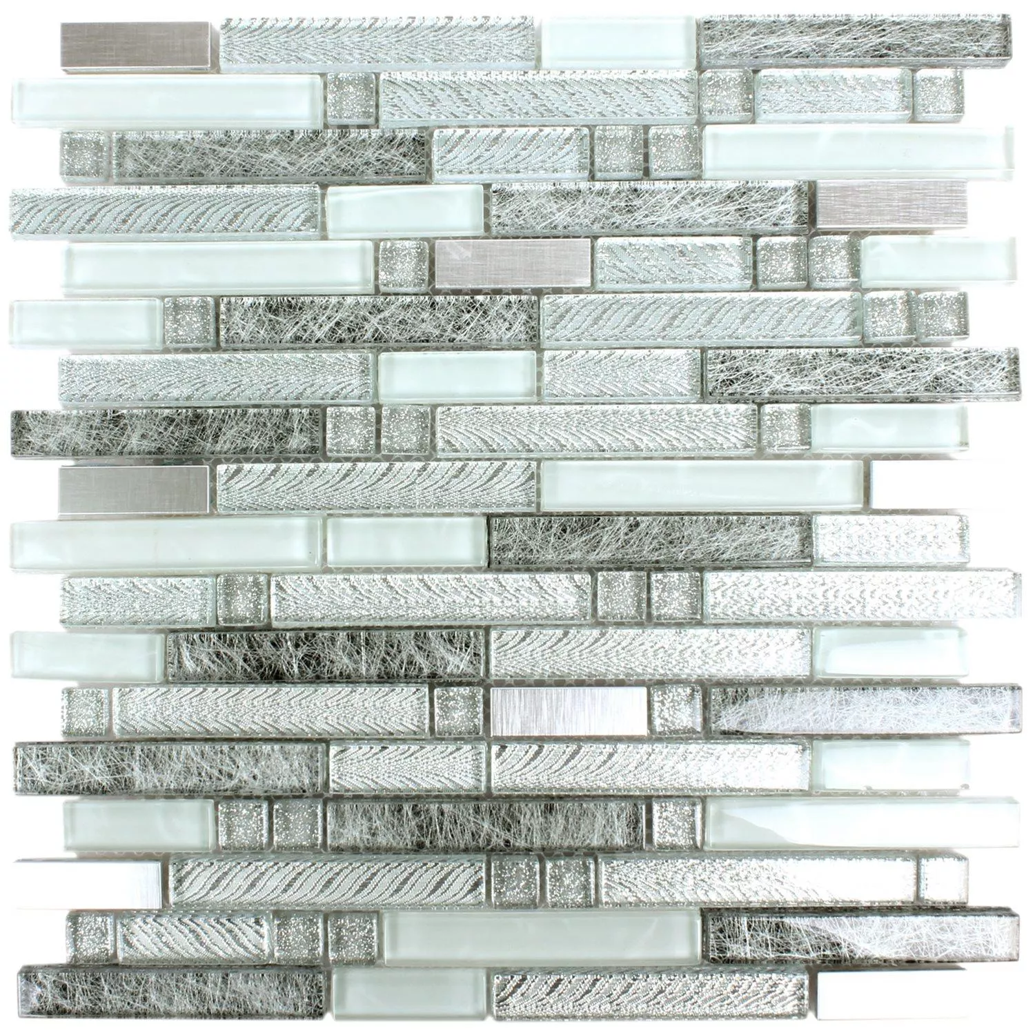 Sample Mosaic Tiles Zaide Glass Alu Mix Silver Grey