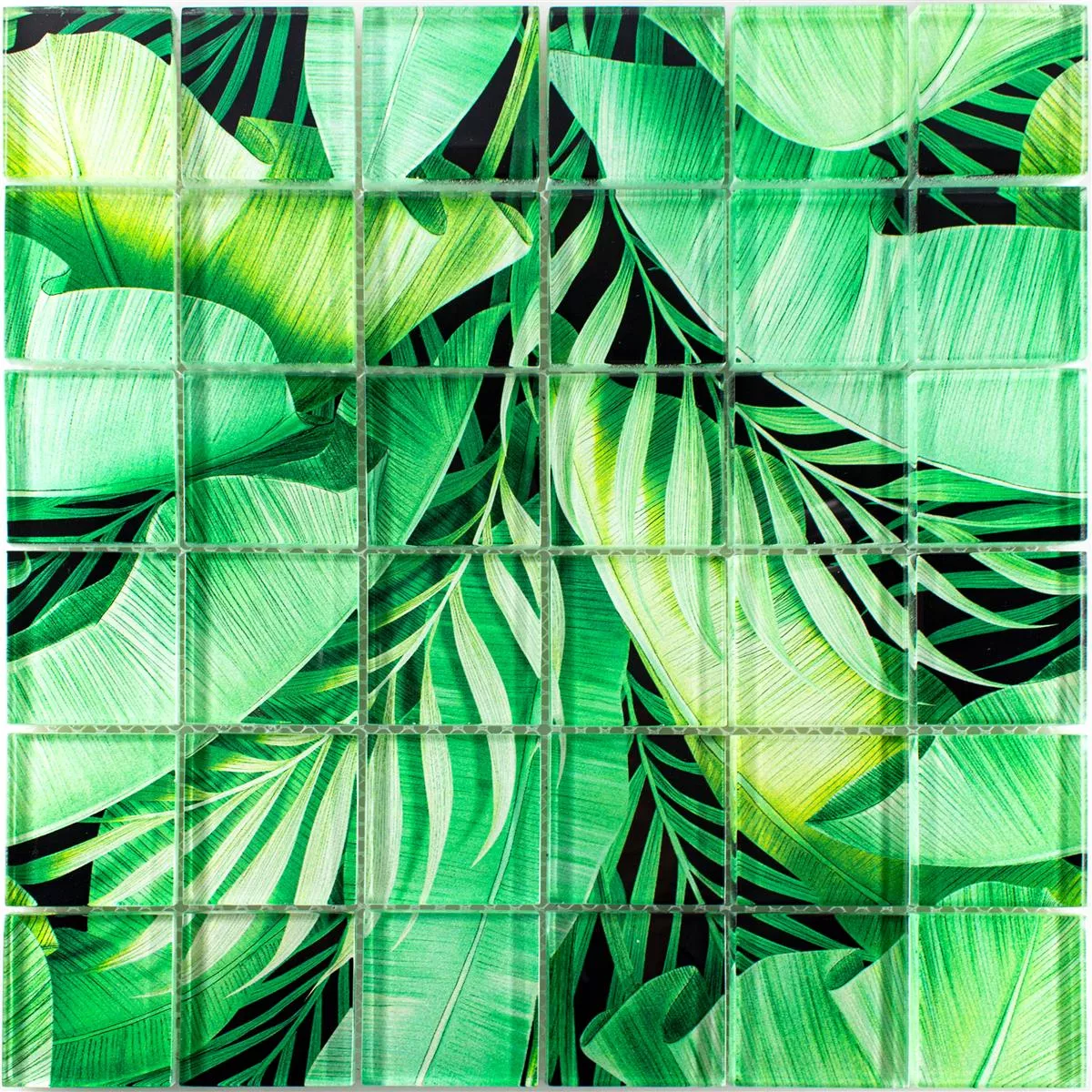 Glass Mosaic Tiles Pittsburg Flower Optics Green
