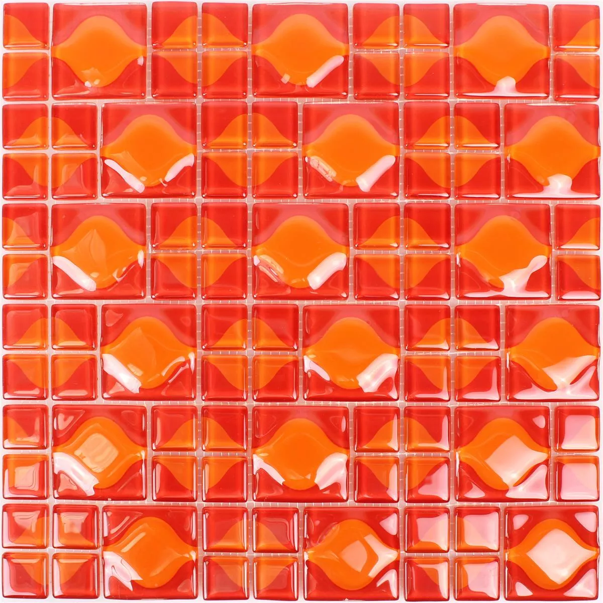 Sample Glass Mosaic Tiles Nokta Red Orange 3D