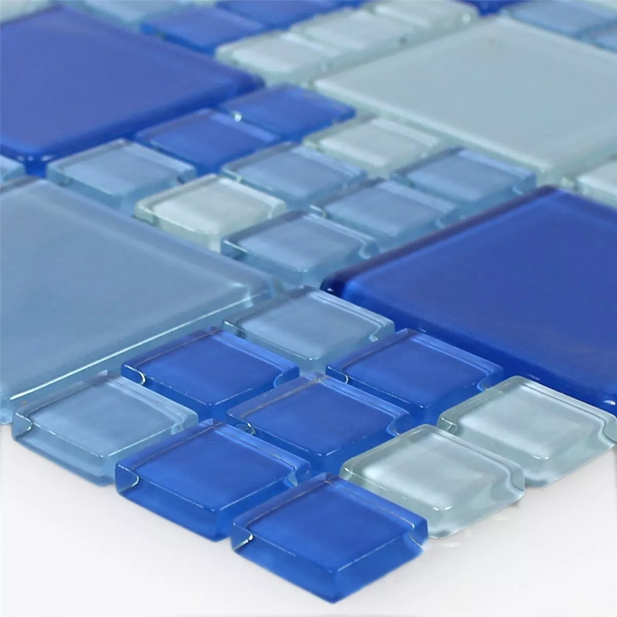 Sample Mosaic Tiles Glass Blue Light Blue Mix