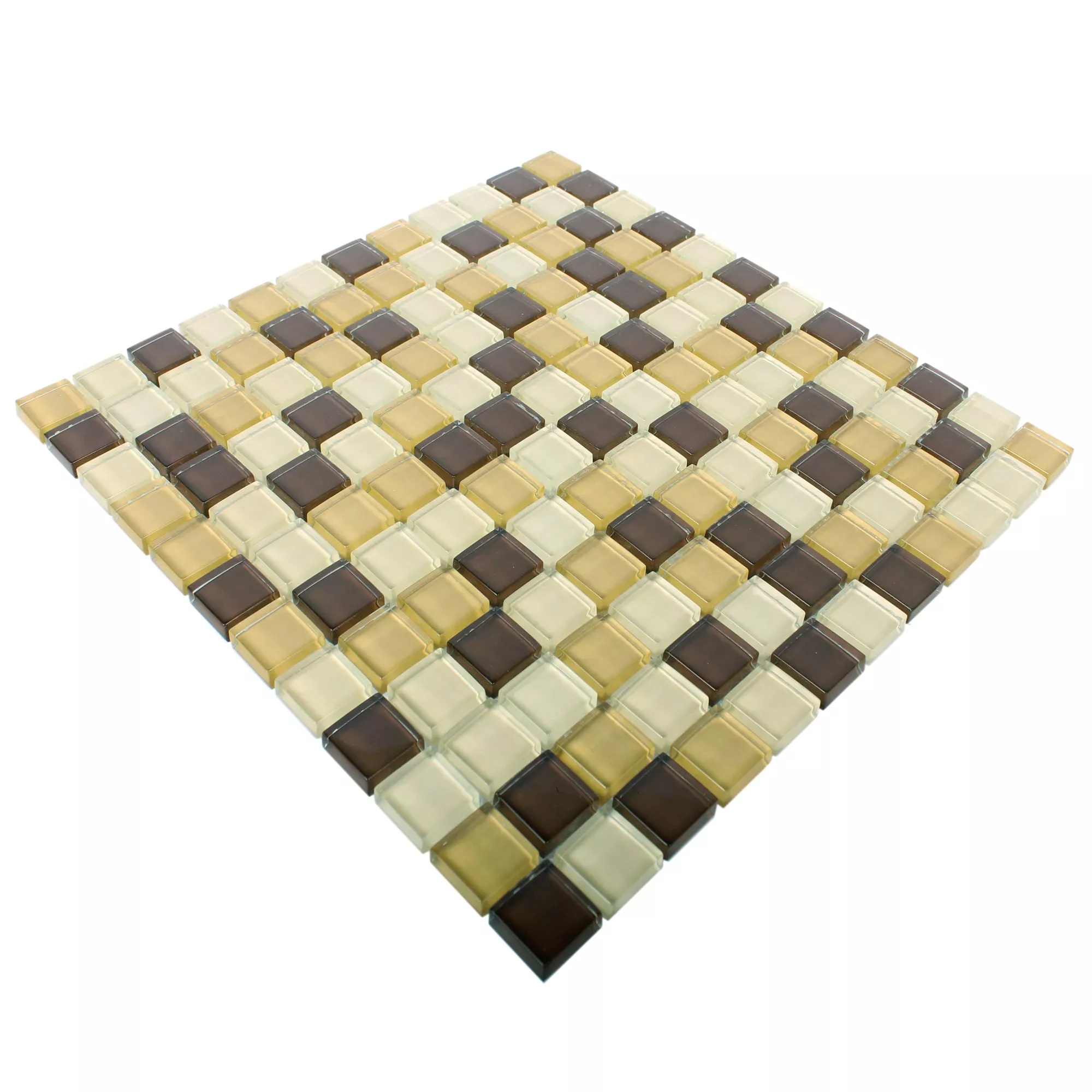 Mosaic Tiles Glass 23x23x8mm Brown Mix
