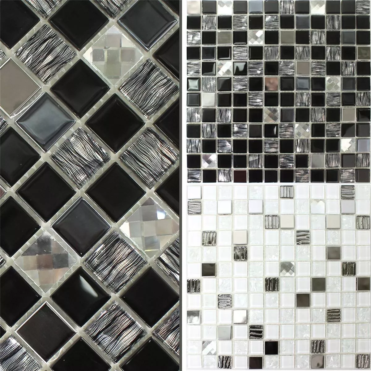 Mosaic Tiles Glass Stainless Steel Amasya Self Adhesive