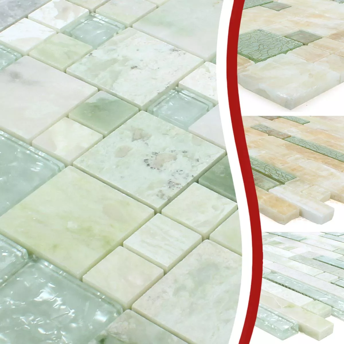 Natural Stone Glass Mosaic Tiles Larinera Pattern