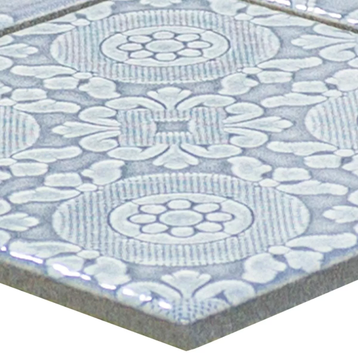 Sample Ceramic Mosaic Tiles Rivabella Relief Blue