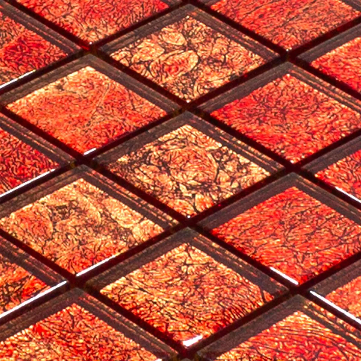Glass Mosaic Tiles Seraphina Red Square 47