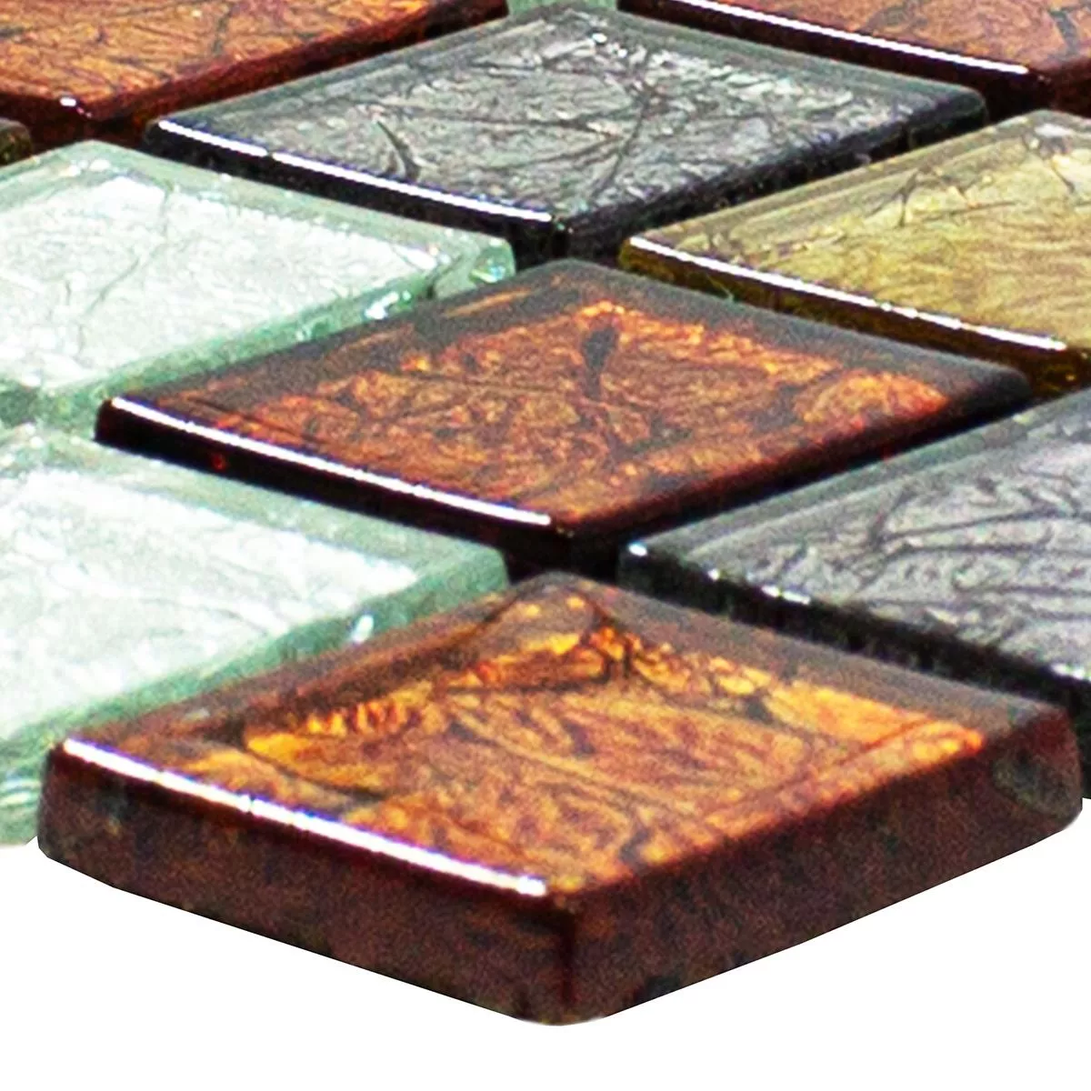 Sample Mosaic Tiles Glass Bonnie Crystal Structure Gold Silver Red