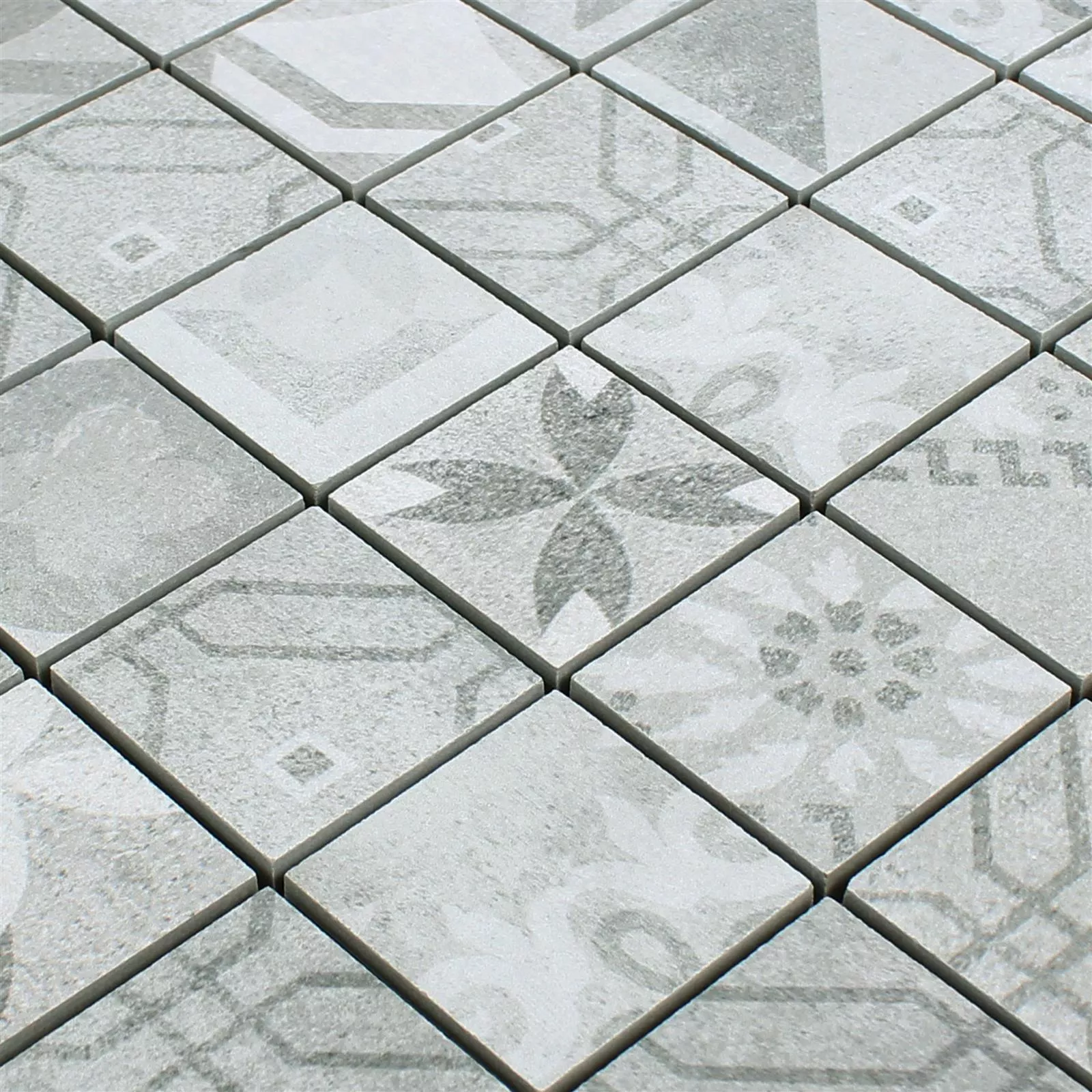 Ceramic Mosaic Vintage Tiles Coupe Grey R10/B
