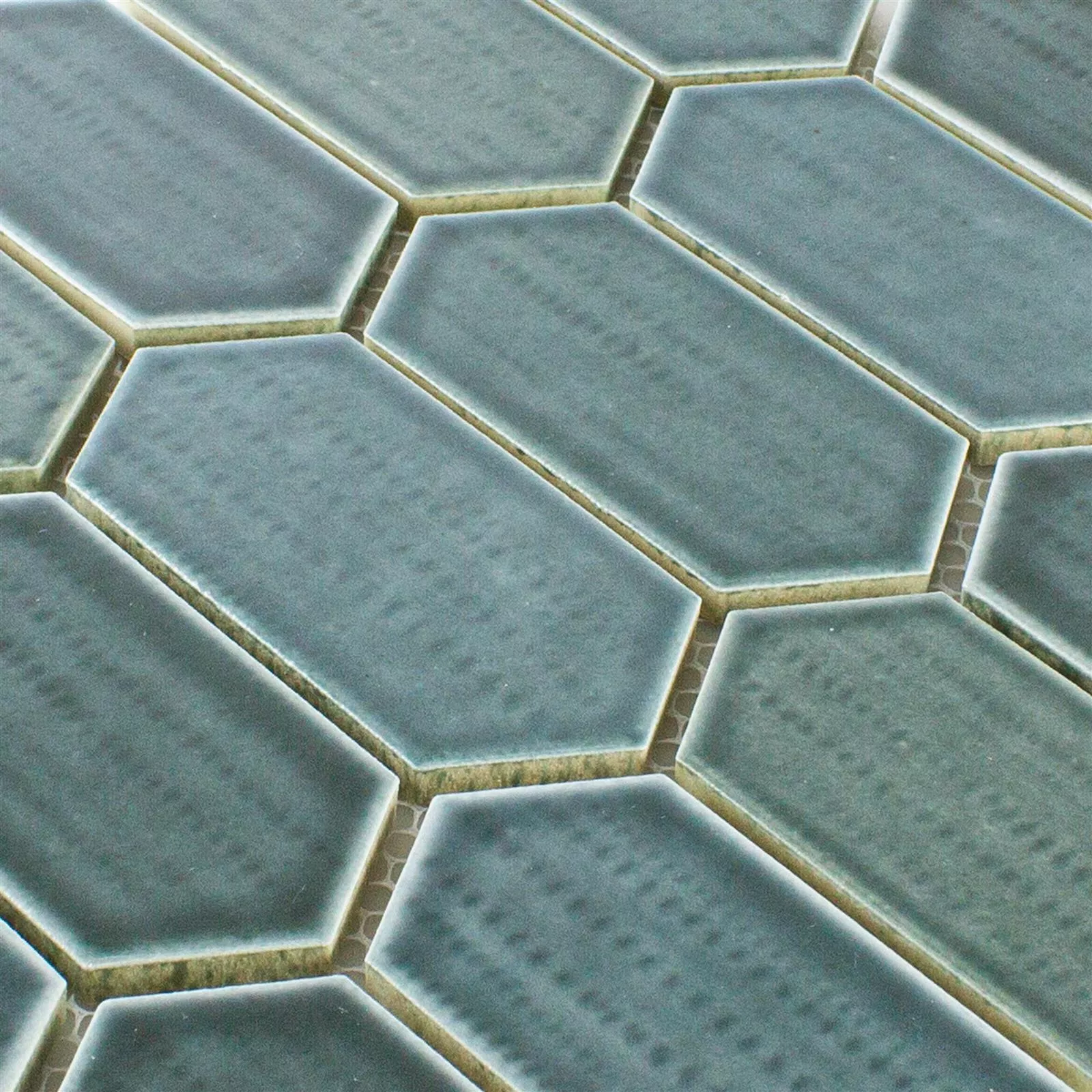 Ceramic Mosaic Tiles McCook Hexagon Long Blue Grey