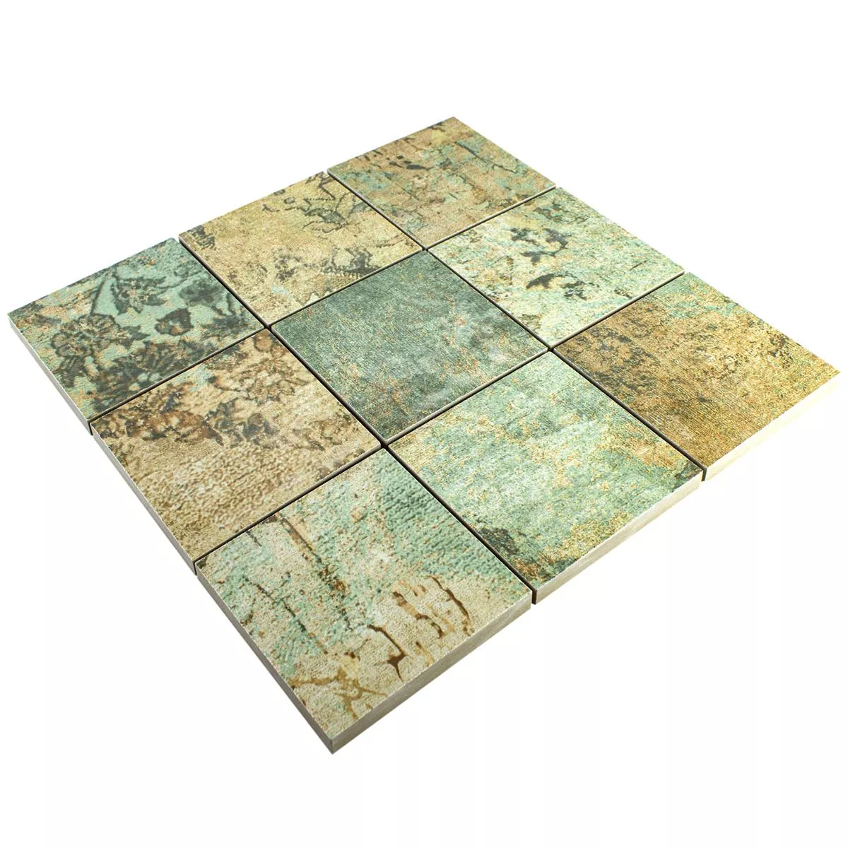 Ceramic Mosaic Tiles Moonlight Brown Green 95x95mm