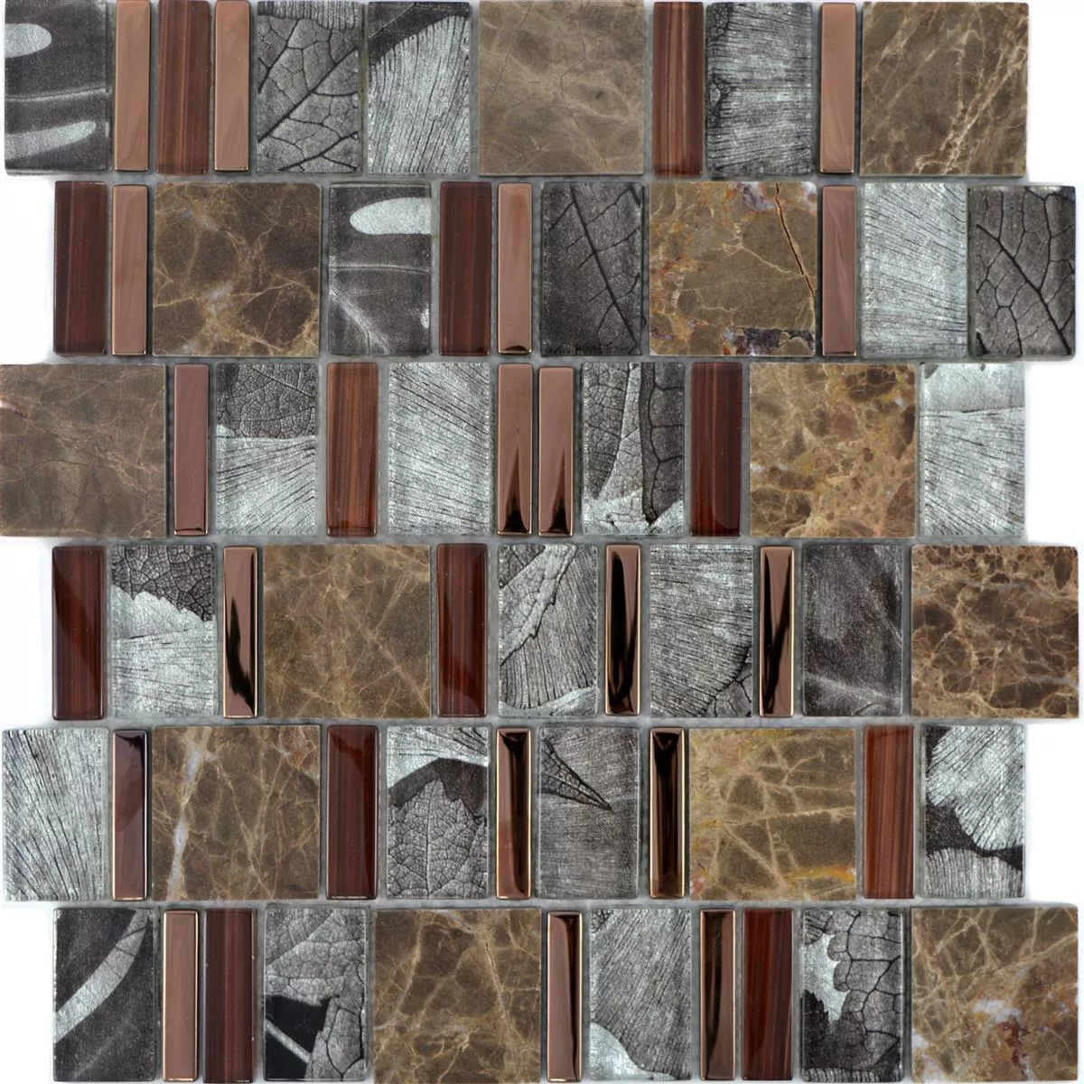 Glass Mosaic Natural Stone Tiles Hummel Brown Beige