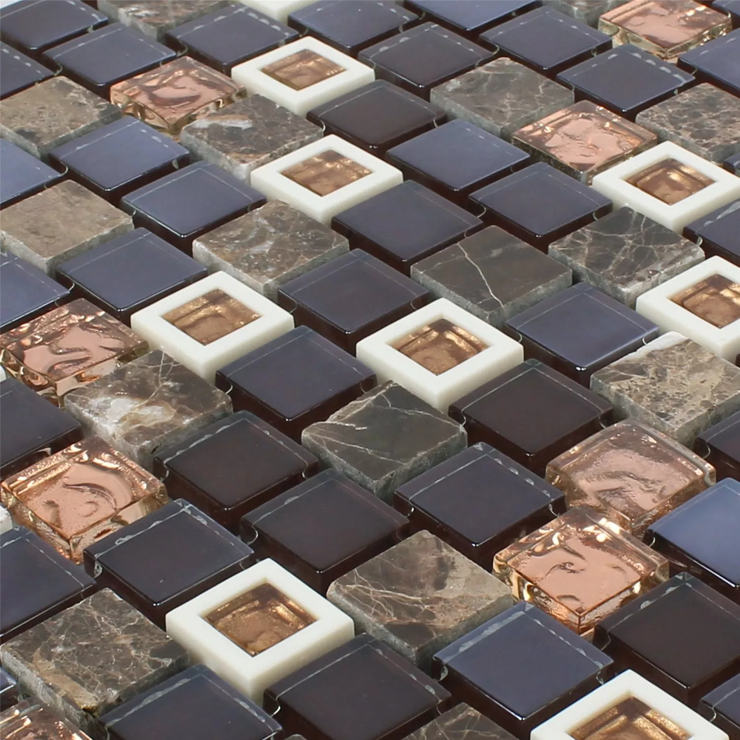 Sample Glass Plastic Natural Stone Mosaic Historico Brown