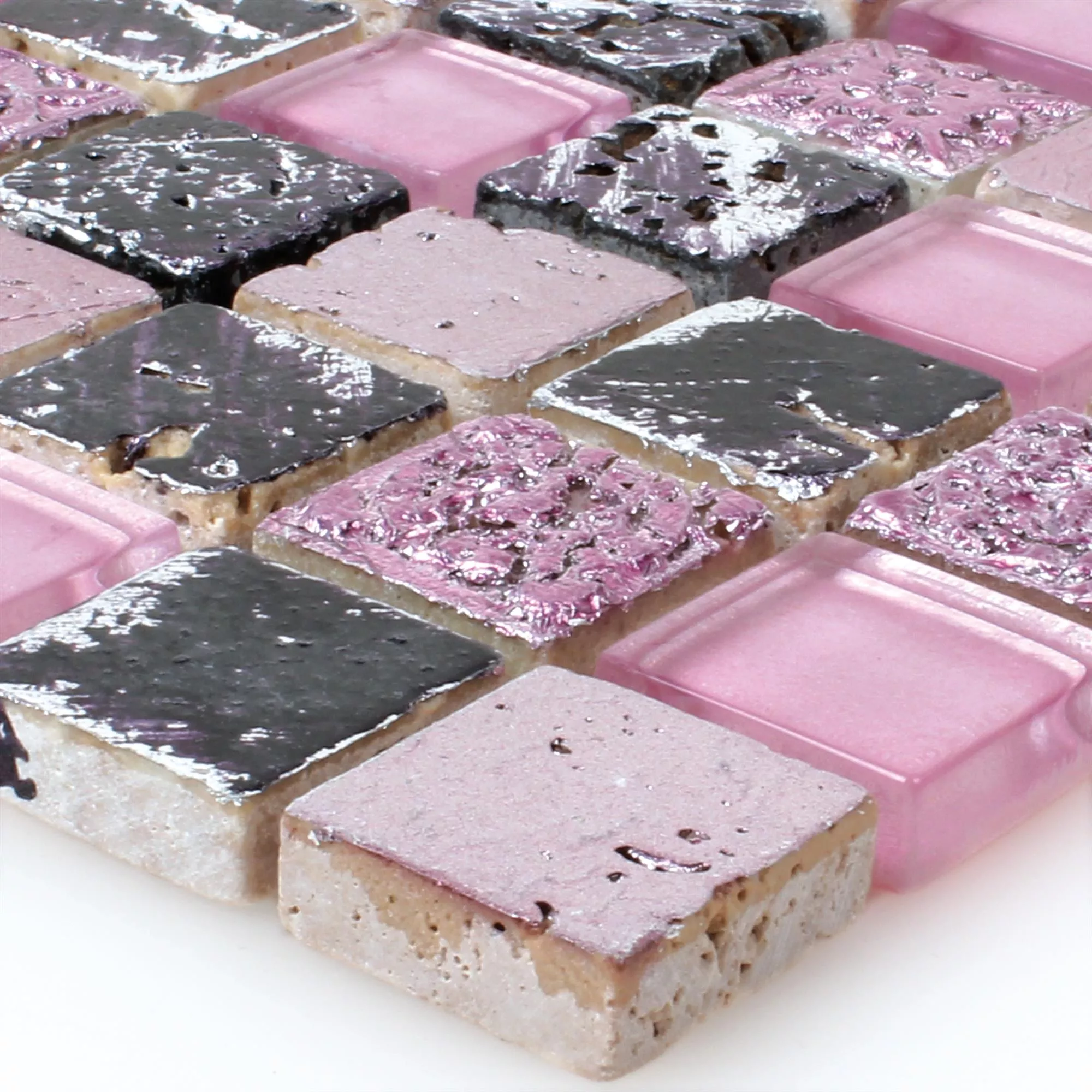 Glass Natural Stone Resin Mosaic Pink Mix Glass Natural Stone Resin Mosaic Pink Mix